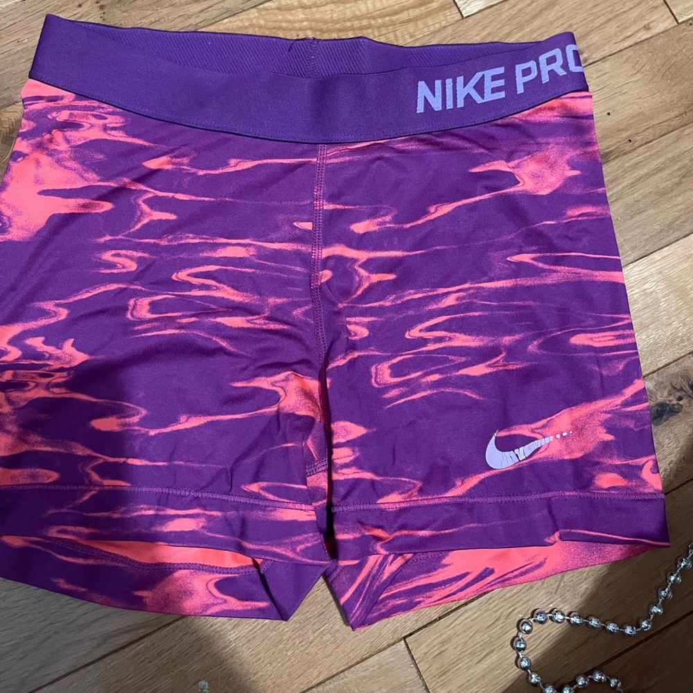 Purple and Orange Nike Pros, Size M